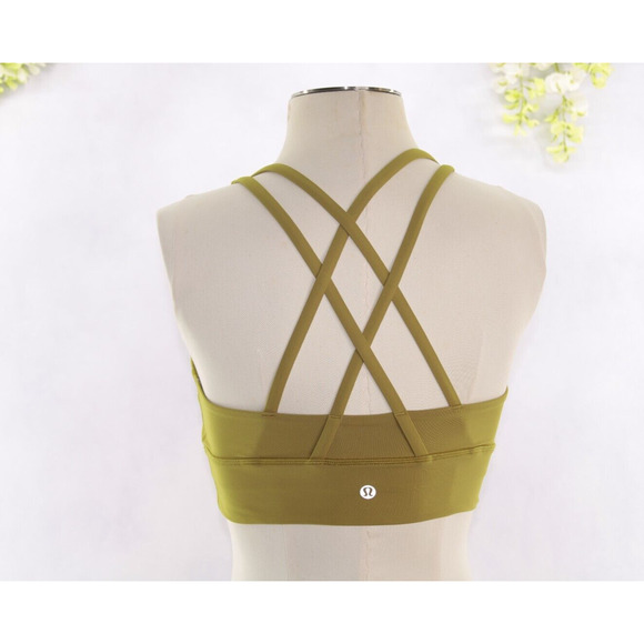 Lululemon Women's Bring The Energy Sport Bra Strappy Cross Back Wasabi Green 8 - Picture 2 of 5